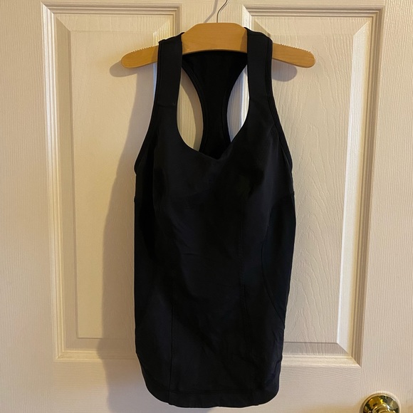LuLuLemon black racer back tank with mesh bra - Picture 2 of 4